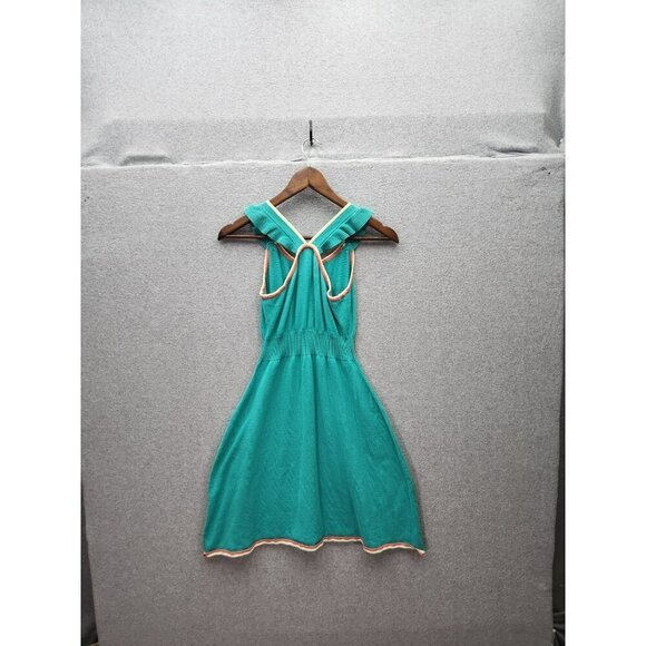 ModCloth Womens Sleeveless Teal Dress With Coral Trim Size S - Picture 4 of 4